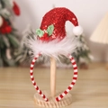 Christmas headband with red sequin mini hat, white feathers and holly leaf details - Glitter Sequin Hat Style