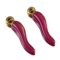 Pair of red enamel chili pepper pendants with golden rings for DIY jewelry making - 5 Pieces/Pack (1.5cm) / Gold-Rose Red