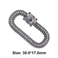Oval screw buckle pendant in gunmetal gray with crystals, size 30.0x17.0mm - Style 74 (Gun Metal Zircon Clasp 30x17mm)