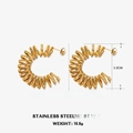 Goldene spiralförmige C-Ohrringe aus Edelstahl mit Federstruktur und 18K Vergoldung - Gold