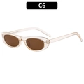 Oval retro sunglasses with transparent frame and brown lenses model C6 in diagonal view - Champagne Frame / Tea Lens