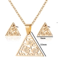 Polished gold triangle floral necklace and stud set with 9mm and 22mm measurements - Triangle Floral / Gold