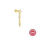 Minimalistischer S925 Sterlingsilber Knorpel-Ohrstecker in Gold mit klarem Zirkonia - Dreifacher Zirkon #3 / Gold