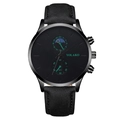 Fashionable men's quartz watch with black leather strap and green markers on dial - Green Scale Black Hands Black Strap