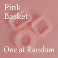 Roze miniatuur poppenhuis plastic opbergmand in ronde en rechthoekige vormen - Kleine Roze Mand