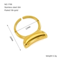 18K vergoldeter Edelstahlring mit offenem Design und einzigartiger, dicker geometrischer Form - Verdicker Bogen Geometrischer Stil (ZR1708G)