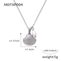 Collana con ciondolo a conchiglia in argento con perla su catena in acciaio titanio - Collana color acciaio P004