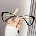 Occhiali gatto alla moda con montatura in acetato nero e metallo dorato in stile retrò - Montatura Oro Nero