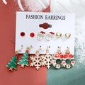 Set orecchini natalizi con Babbo Natale, renna e fiocchi di neve, confezione da 6 paia - Modello 01 A-1332