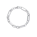 Dettaglio del bracciale a catena Figaro in acciaio inossidabile argento con moschettone - Argento