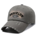 Cappellino da baseball grigio scuro vintage con ricamo Brooklyn 1947 effetto usurato - Regolabile / grigio scuro