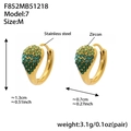 Gold stainless steel hoop earrings with green to blue gradient zircon stones - Green (Medium)