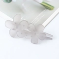 Elegant frosted grey double flower U-shape hair clip with minimalist matte finish - Light Gray