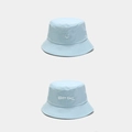 Light blue cotton bucket hat with white smile face embroidery and Night Call text - M (56-58cm) / Sky Blue