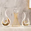 Modern white and gold ceramic flame sculptures with glass ball office desk decor set - Phoenix Flight White Gold Set With Waist Glass Ball Ornament