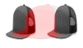 Gorra trucker de 7 paneles personalizada rosa, roja y malla negra para bordado de logo - Rojo