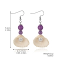 Ocean-inspired shell drop earrings with purple beads and white pearls for summer beach wear - Purple Stone Shell Style (E2403-5)