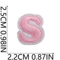 Pink embroidered letter S patch with white border, mini size 0.98 inch for clothing - S (Pink)