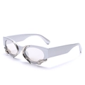 Modische silberne Sonnenbrille mit dickem Rahmen und exklusivem Metall-Schlangendesign - Silberner Rahmen Silberne Spiegelgläser