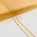 Close-up of golden braided stainless steel necklace with adjustable clasp and chain - 1.5mm Water Wave Chain / 40+5CM Extension Chain / Gold