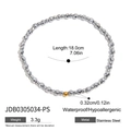 Bracciale di perline in acciaio inossidabile argento con perla dorata lunga 18 cm - Bracciale di Perline di Metallo Sfaccettato Argento (JDB0305034-PS)