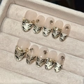French Y2K press-on nails with gold glitter gradient and black tiger stripe patterns - XS / Tiger Gold (2320-Medium Oval)