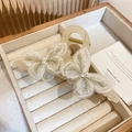 Détail de broderie papillon élégante avec perles sur pince à cheveux en résine crème - Blanc