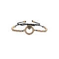 Bracciale intrecciato regolabile con perline dorate e ciondolo a cuore in zircone - Cuore In Zircone Colorato Catena Mista