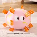 Pink 15cm interactive squeaky pet ball toy with durable nylon tabs and cartoon eyes - Diameter 15cm / Pink
