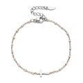 Detail view of silver stainless steel bead chain with cross pendant and lobster clasp - Nude