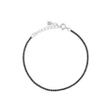 S925 sterling silver tennis bracelet with sparkling black zircon stones and adjustable chain - 925 Silver / White Gold [Black]