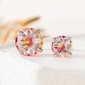 Titanium steel stud earrings featuring round gradient zircon stones in silver claw setting - Orange & Yellow (A290-4) / 8mm