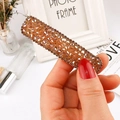 Elegante pinza rectangular con cuentas facetadas marrón naranja y cristales brillantes - Estilo 18 [Cristal Champaña]