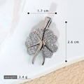 Silver micro-pave zircon four-leaf clover pendant measuring 1.7 cm by 2.6 cm - SMP54294-Silver Fully Paved Four Leaf Clover Pendant