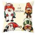 Detail of Christmas gnome pillowcase featuring I LOVE CHRISTMAS print on cream fabric - Style 6