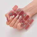 Self-adhesive red nail stickers with gold and blue patterns, model DQ3-077 variant - Red Tone Gold Blue Decorative Pattern Style (DQ3-077)