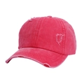 Lichtroze gewassen denim paardenstaart baseballpet met vintage distressed gescheurde gaten - Verstelbaar / Watermeloen Rood