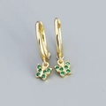 Elegant gold butterfly hoop earrings with sparkling green crystal charms in s925 silver - Gold (Green Zirconia)