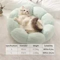 Plush mint green flower pet bed in sizes S and L for small dogs and cats - Light Green + White / M (Diameter 40cm)