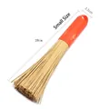 Natural bamboo kitchen brush with 28cm orange non-slip handle for pot cleaning - Small Plastic Handle Bamboo Brush (Random Color)