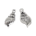 Silver marine conch charm pendants for DIY jewelry with detailed front and back texture - Spiral Conch (A4-043) / Antique Silver