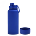 Matte navy blue 1L insulated sports bottle with carry handle and silicone base - 1 L / Sapphire Blue - Sport