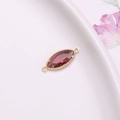 Deep red marquise crystal pendant in gold setting with dual rings for jewelry making - Burgundy