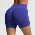 Seamless high-waisted scrunch butt fitness shorts in dark blue for yoga and workout - Indigo Blue