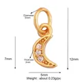 Golden moon-shaped pendant with three small diamonds and an integrated circular loop - Gold Moon with Zircon