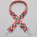 Adjustable crossbody bag strap with red floral daisy pattern and silver metal hooks - No. 651 Red Floral Silver Hook