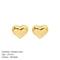 Detailed view of 14K gold plated stainless steel heart stud earrings sized 6x7mm - 6x7mm Heart Style (YE35967) / Silver