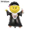 Detail of doctor graduation foil balloon with cap and certificate, size 70x101cm - Doctorate Student Character
