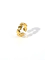Detailed macro view of an 18k gold plated stainless steel heart ring with open design - Adjustable Open / Continuous 3D Heart Style