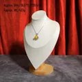 Beige fabric mannequin necklace display stand with solid wood base, size 18.5x15.5x29.5cm - Large / Beige